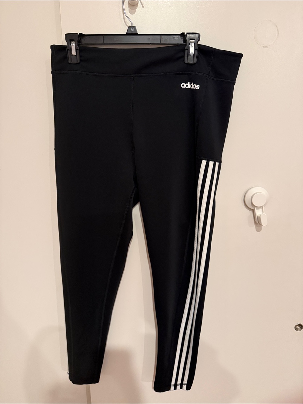 adidas Black Leggings with White Side Stripes - Kids